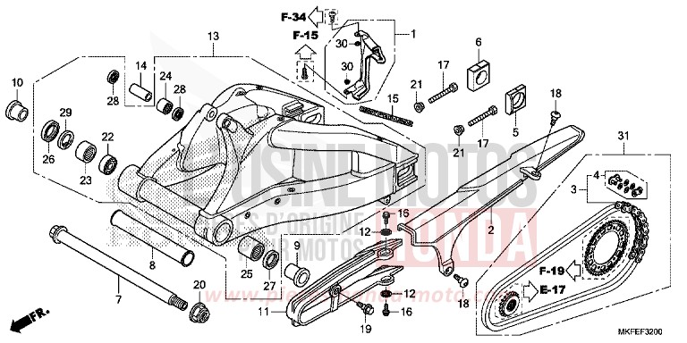 BRAS OSCILLANT de CBR1000RR SP SP1 SP2 GRAND PRIX RED (R380X) 2019